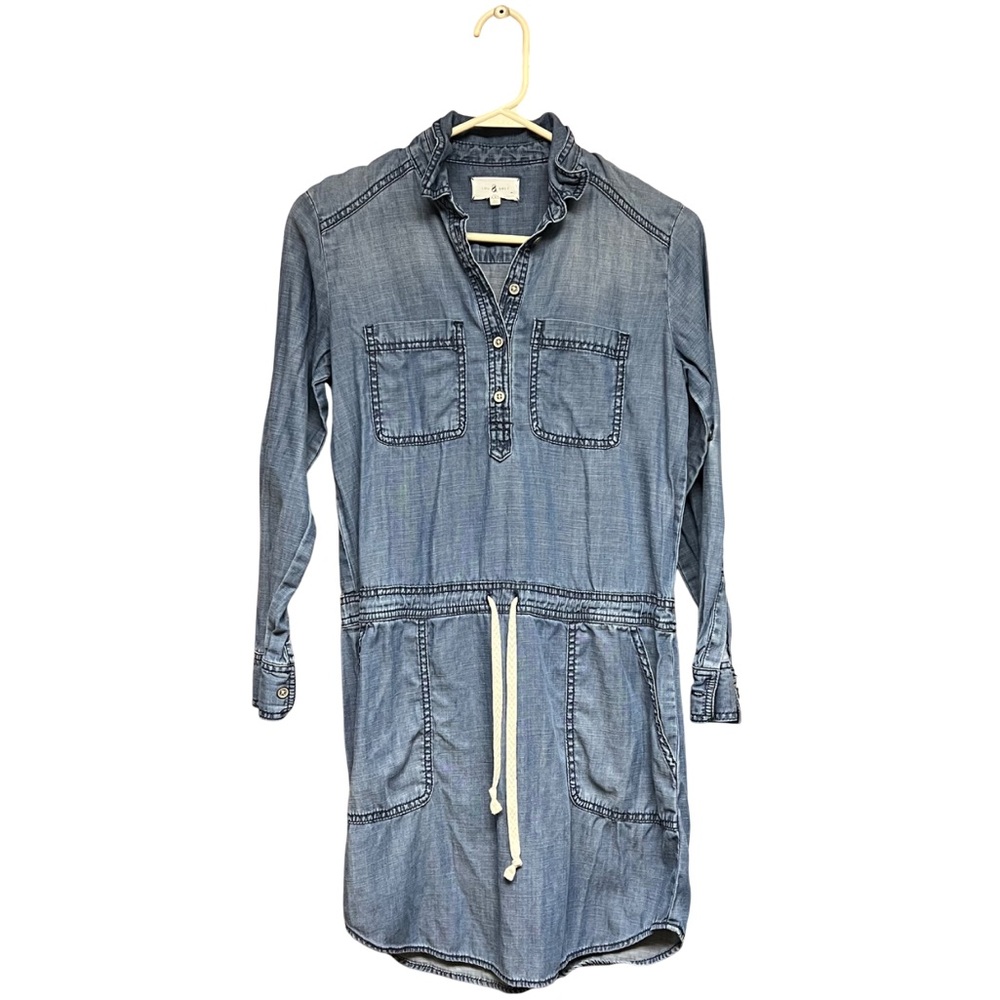 Lou & Grey Denim Chambray Shirt Dress in Light Blue